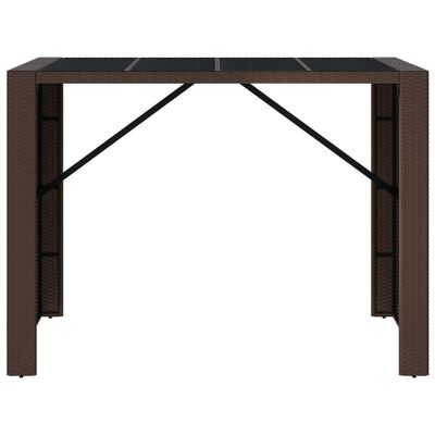 vidaXL Bar Table with Glass Top Brown 145x80x110 cm Poly Rattan