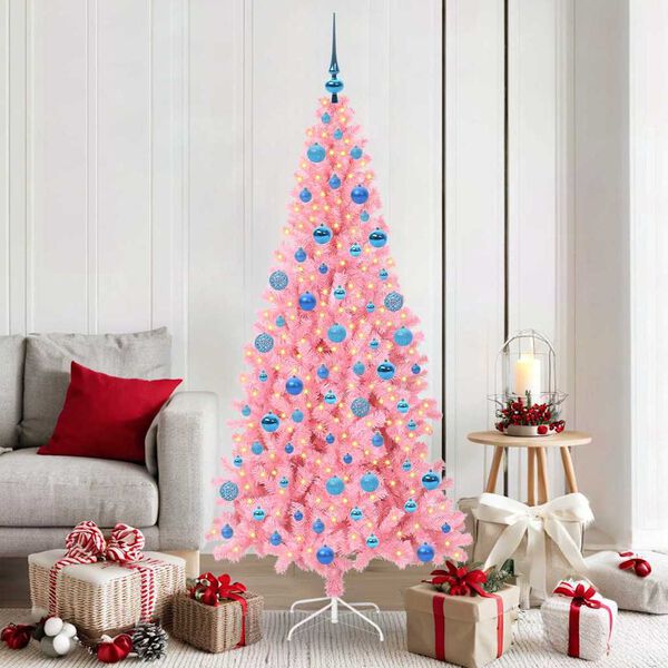 vidaXL Christmas Tree with 300 LEDs with Stand Pink 180 cm PVC
