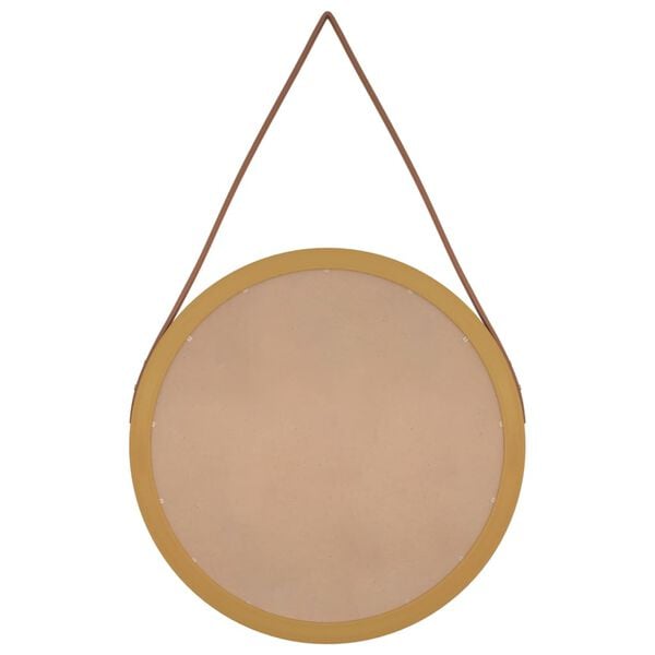 vidaXL Wall Mirror with Strap Gold &Oslash; 45 cm