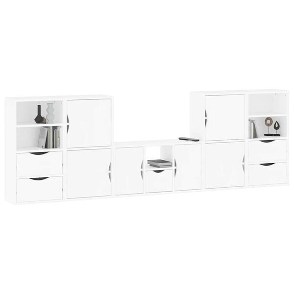vidaXL 5 Piece TV Units with Storage ODDA White Solid Wood Pine
