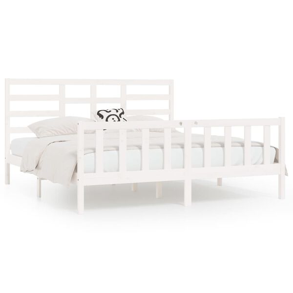 vidaXL Bed Frame without Mattress White 180x200 cm Super King Solid Wood