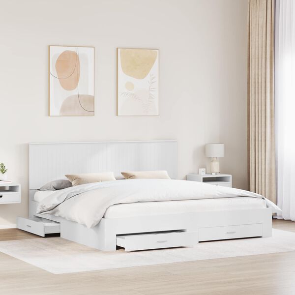 vidaXL Bed Frame with Headboard White 200 x 200 cm Engineered Wood