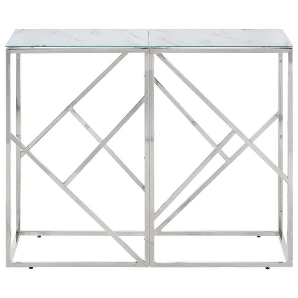 vidaXL Console Table Silver Stainless Steel and Tempered Glass