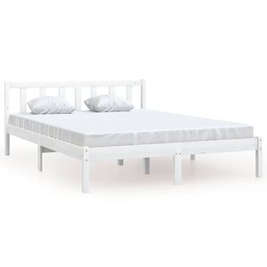 vidaXL Bed Frame without Mattress White Solid Wood 160x200 cm