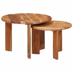 vidaXL Nesting Coffee Tables 2 pcs Brown Solid Acacia Wood