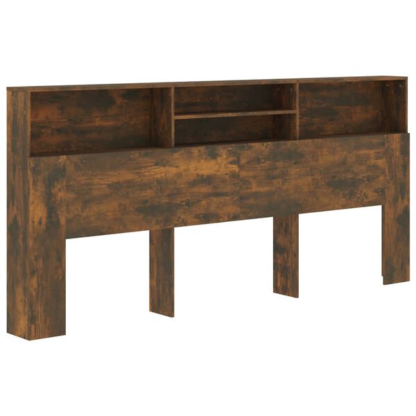 vidaXL Headboard Cabinet Smoked Oak 220x19x103.5 cm