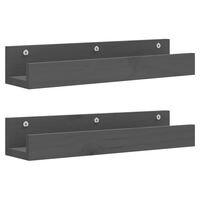 vidaXL Wall Shelves 2 pcs Grey 50x12x9 cm Solid Wood Pine