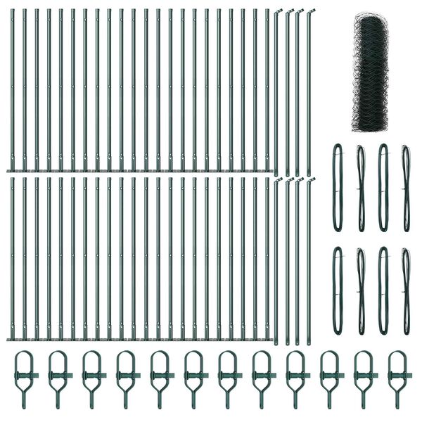 vidaXL Fence Post Green 100 x 0.8 m (36 mm mesh) Steel and PVC