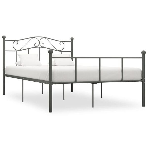 vidaXL Bed Frame without Mattress Grey Metal 140x200 cm