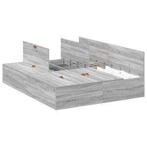 vidaXL Storage Bed Frame Grey Sonoma 140 x 190 cm Engineered Wood
