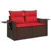 vidaXL Garden Sofa with Cushions 2-Seater Brown Poly Rattan