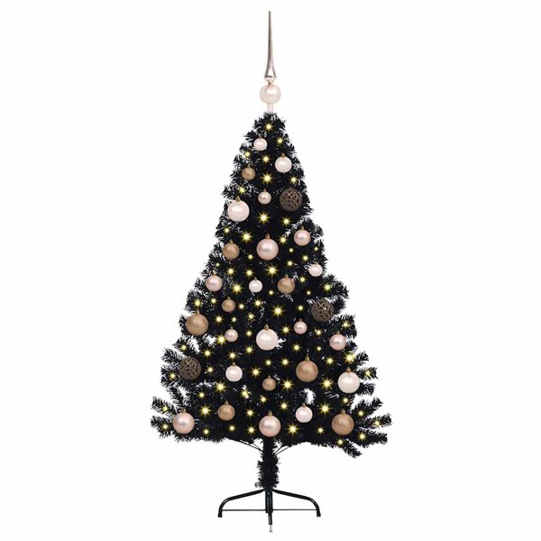 vidaXL Artificial Pre-lit Christmas Tree Black 120 cm PVC