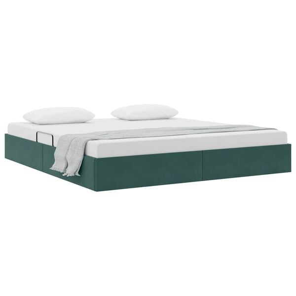 vidaXL Storage Bed with Mattress Dark Green 180 x 200 cm Velvet