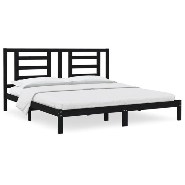 vidaXL Bed Frame without Mattress Black 200x200 cm Solid Wood Pine