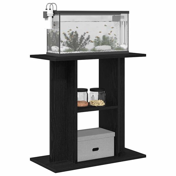 vidaXL Aquarium Stand Black Oak 60x30x60 cm Engineered Wood