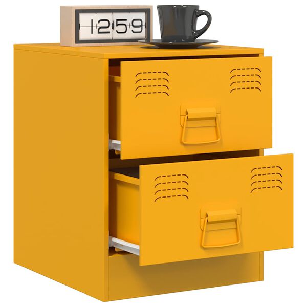 vidaXL Bedside Cabinets 2 pcs Yellow 34.5x39x44 cm Steel
