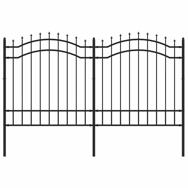 vidaXL Garden Fence Woerden with Spear Top Black 240x125 cm Steel