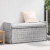 vidaXL Storage Bench with Cushion White Wash 110 x 40 x 50 cm Rattan
