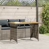 vidaXL Garden Table with Wooden Top Grey 110x68x70 cm Poly Rattan