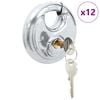vidaXL Discus Locks with Keys 12 pcs Silver 8 x 2.8 x 8 cm