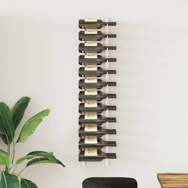 vidaXL Wall Mounted Wine Rack for 24 Bottles White Iron