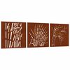 vidaXL Garden Wall Decorations 3 pcs 55x55 cm Corten Steel Grass Design