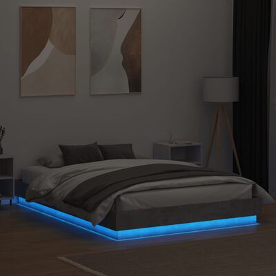 vidaXL Bed Frame with LED Lights Concrete Grey 120x200 cm