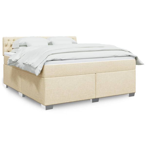 vidaXL Box Spring Bed with Mattress Cream 180x200 cm Fabric