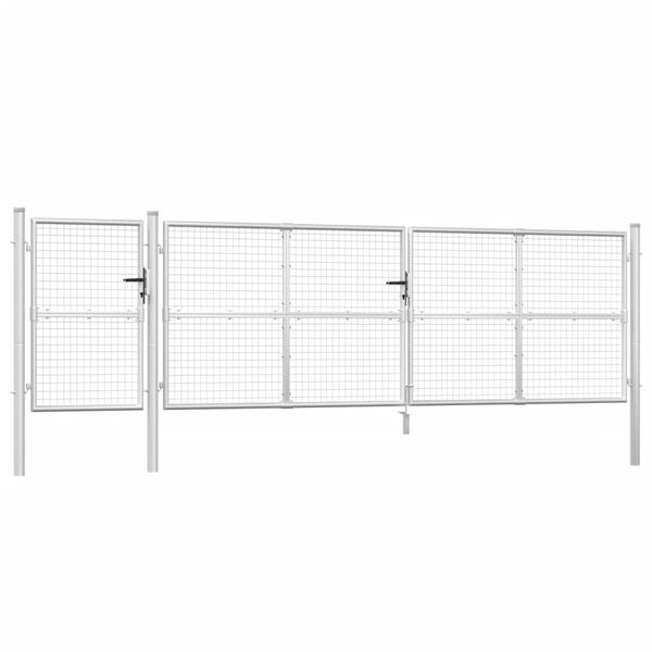 vidaXL Mesh Garden Gate Silver 500x125 cm Galvanised Steel