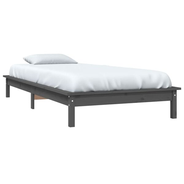 vidaXL Bed Frame without Mattress Grey 90x200 cm Solid Wood