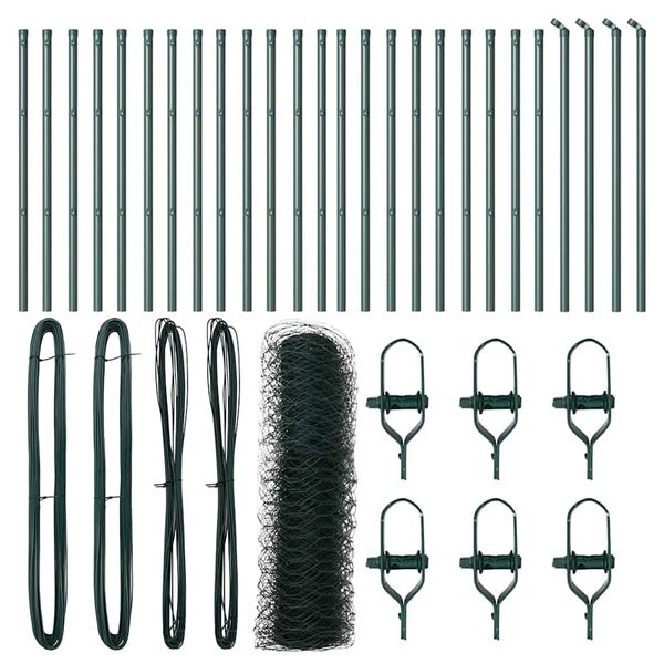 vidaXL Fence Post Green 50 x 0.5 m (50 mm mesh) Steel and PVC