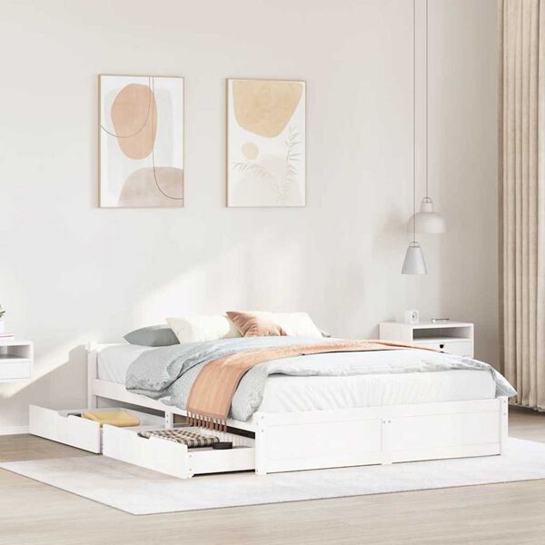 vidaXL Bed Frame without Mattress White 140x190 cm Solid Wood Pine