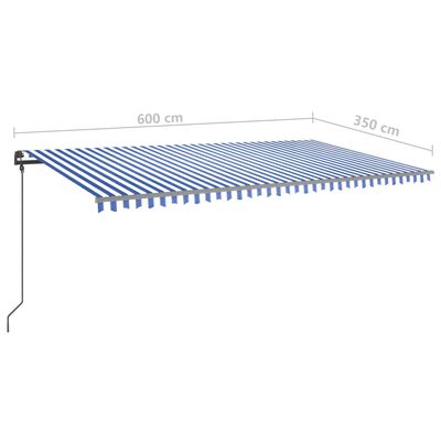 vidaXL Manual Retractable Awning with Posts 6x3.5 m Blue and White
