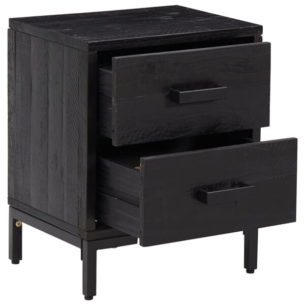 vidaXL Bedside Cabinets 2 pcs Black 36x30x45 cm Solid Wood Pine