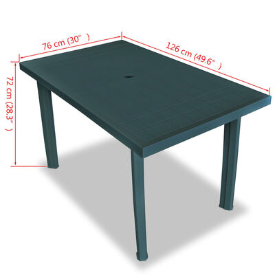 vidaXL Garden Table Green 126x76x72 cm Plastic