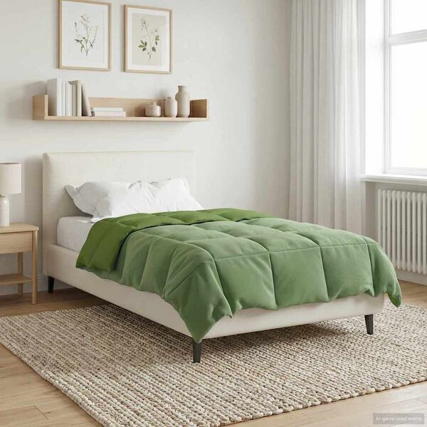 vidaXL Winter Duvet Quilted Green 135 x 200 cm Microfiber