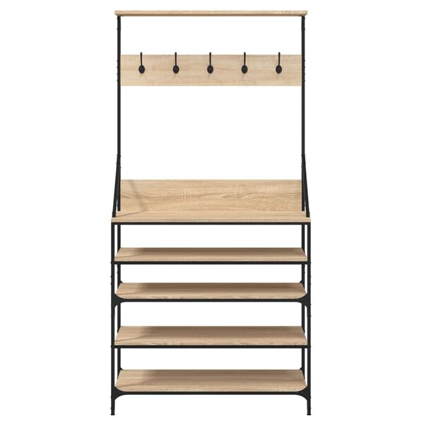 vidaXL Clothes Rack with Shoe Storage Sonoma Oak 90x34x184 cm