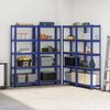 vidaXL 5-Layer Storage Shelves 4 pcs Blue Steel&Engineered Wood