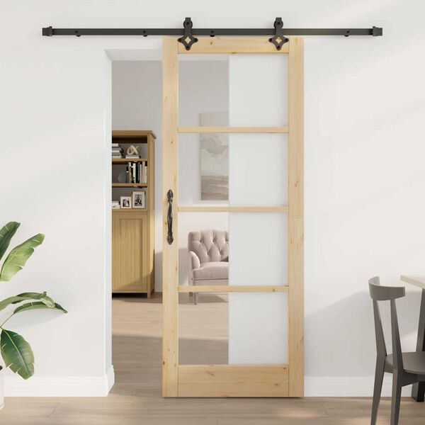 vidaXL Sliding Door ORKDAL Natural and Black 83 x 211 cm