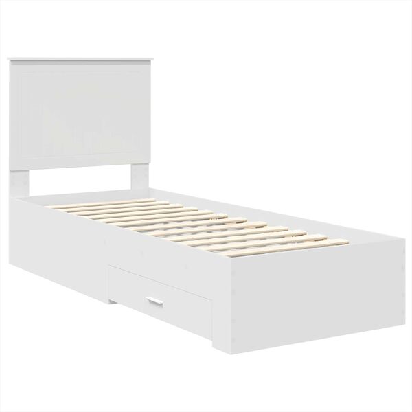 vidaXL Bed Frame White and Silver 70 x 190 cm Engineered Wood