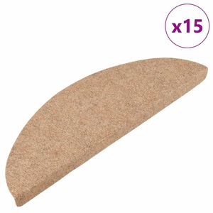 vidaXL Stair Mats Self-adhesive 15 pcs 56x17x3 cm Beige