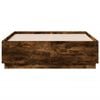 vidaXL Bed Frame with LED without Mattress Smoked Oak 135x190 cm Double