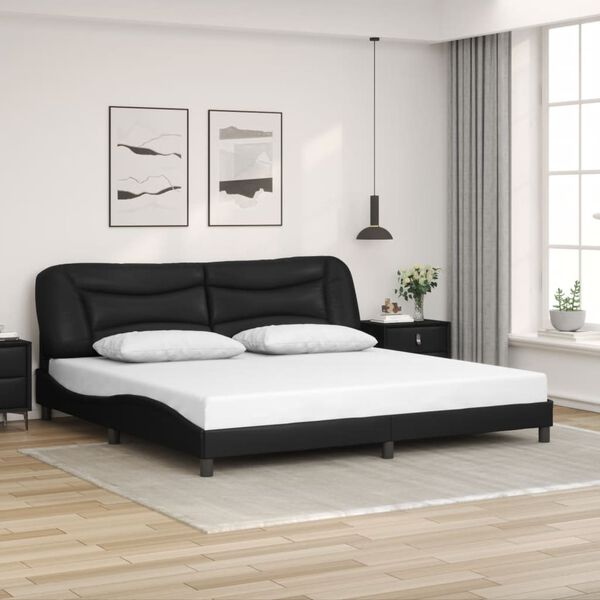vidaXL Bed Frame with LED without Mattress "Hvar" Black 200x200 cm