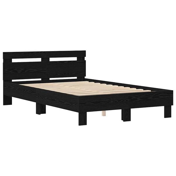 vidaXL Bed Frame with Headboard Black oak 120 x 190 cm Engineered wood