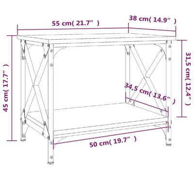 vidaXL Side Table Grey Sonoma 55x38x45 cm Engineered Wood