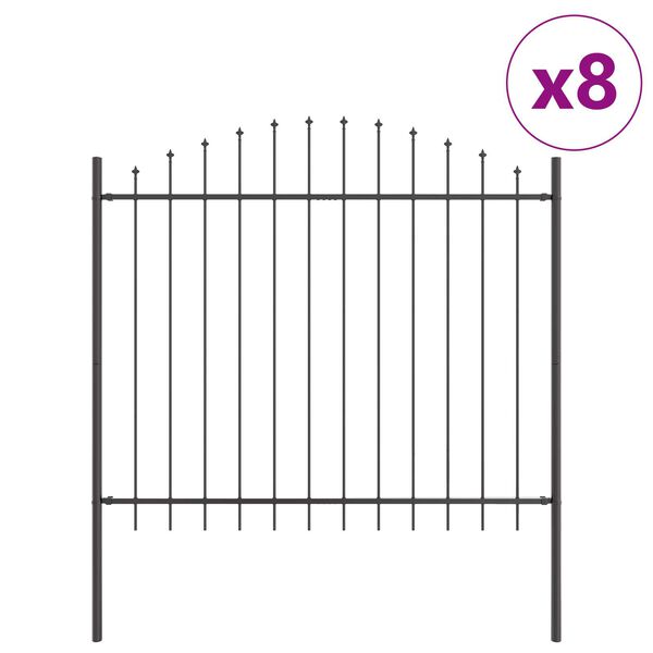 vidaXL Garden Fence 8 pcs Grey 170 x 165 cm Powder-Coated Steel