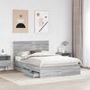 vidaXL Bed Frame with Drawer Grey Sonoma 140 x 190 cm Engineer Wood