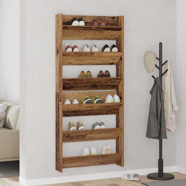 vidaXL Shoe Cabinet 2 pcs Old wood 84 x 18 x 90 cm Engineered Wood