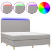 vidaXL Box Spring Bed with Mattress&LED Light Grey 160x200 cm Fabric
