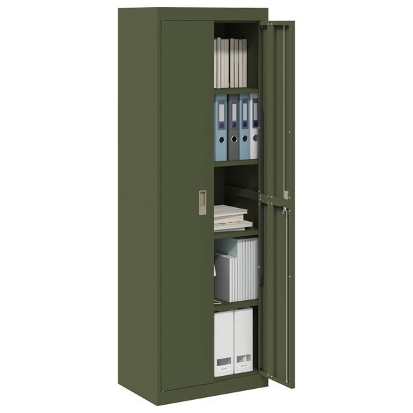vidaXL Storage Cabinet with Storage 2 pcs Olive Green 60 x 40 x180 cm